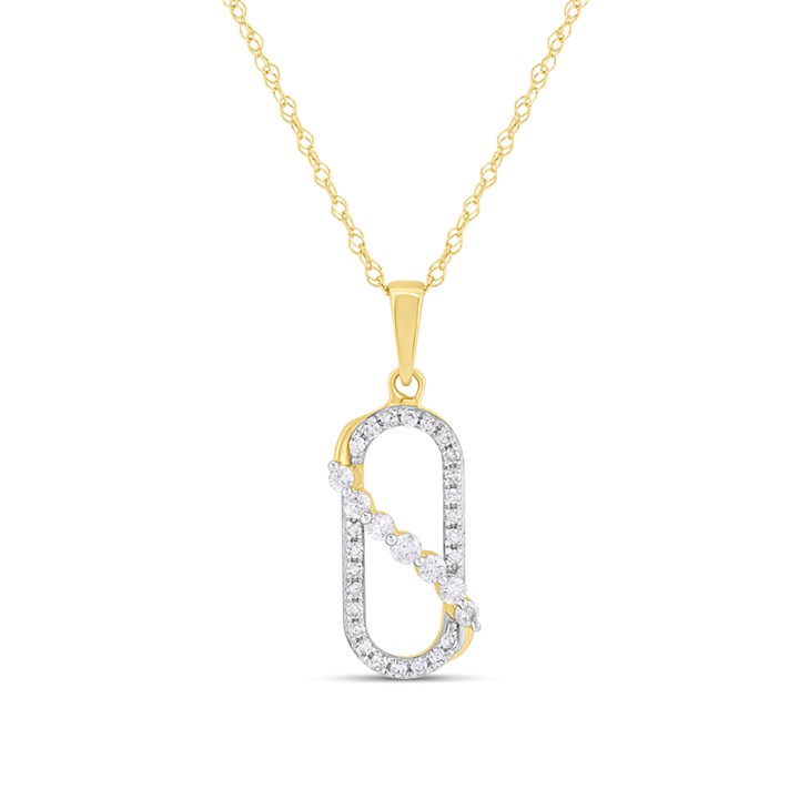 9ct Gold Diamond-Set Paperclip Necklace - D95209