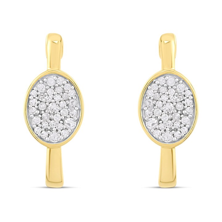 9ct Oval Pave-Set Diamond Cluster J-Wedding Earrings - D96101