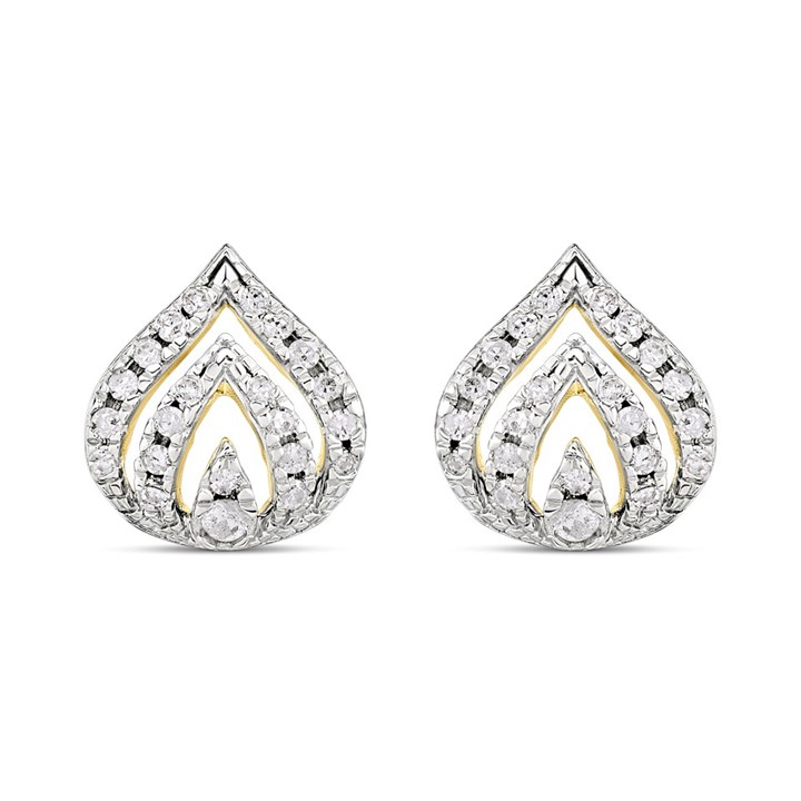 9ct Open Tear-Shaped Diamond Stud Earrings - D96103