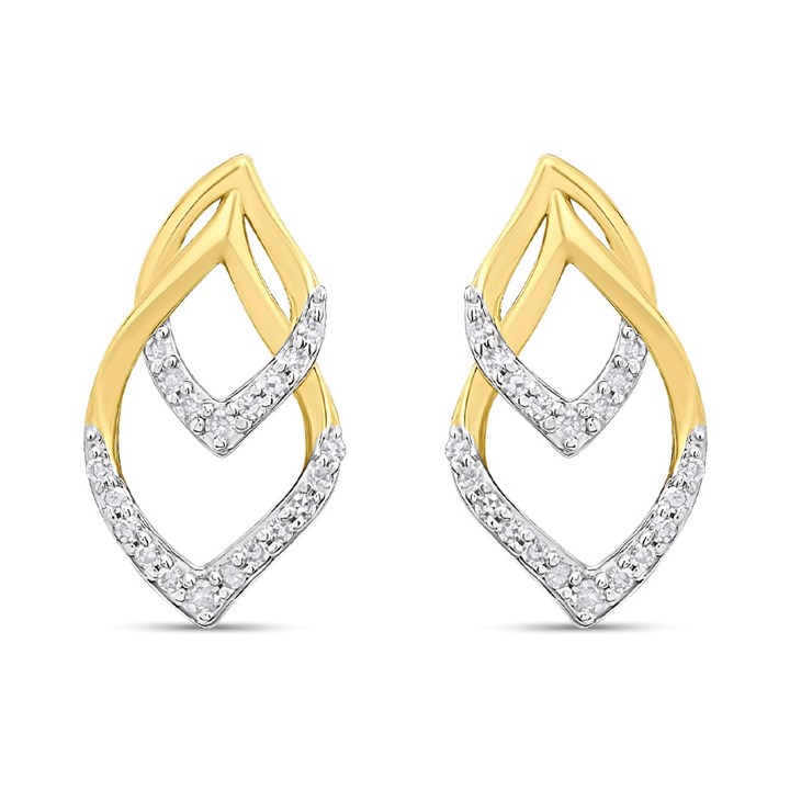 9ct Double Open Tear-Shaped Diamond Earrings - D96104