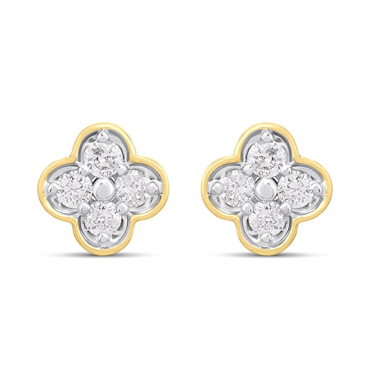 9ct Gold Diamond-Set Four Leaf Clover Earrings - D96121
