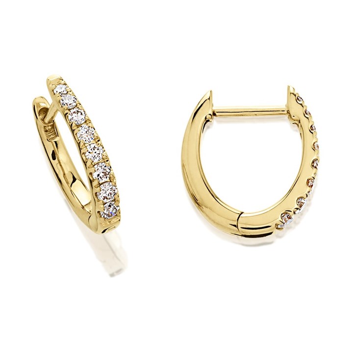 9ct Gold Diamond Hoop Earrings - 20pts per pair - D9678