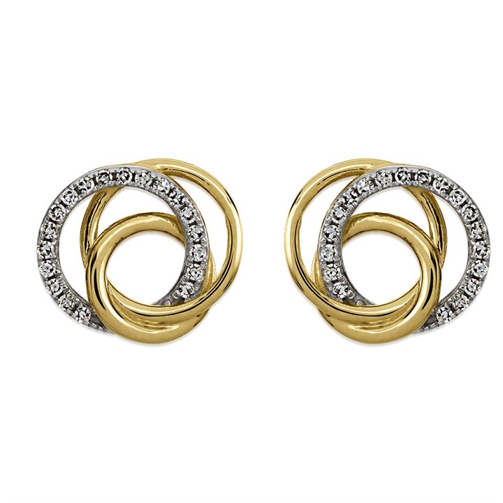 9ct Gold Diamond Open Knot Stud Earrings - 15pts per pair - D9679