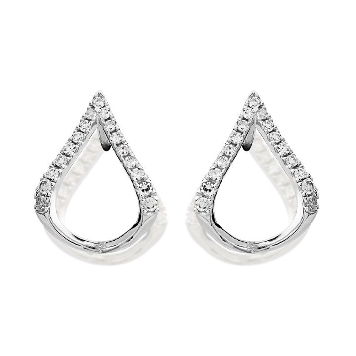 9ct White Gold Diamond Kite Stud Earrings - 15pts per pair - D9681