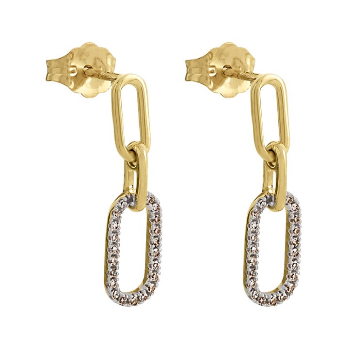 9ct Gold Diamond Paper Chain Drop Earrings - 10pts per pair - D9684