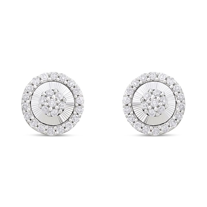 9ct Gold Round Diamond-Set Fancy Stud Earrings, 20pts/pair - D9690