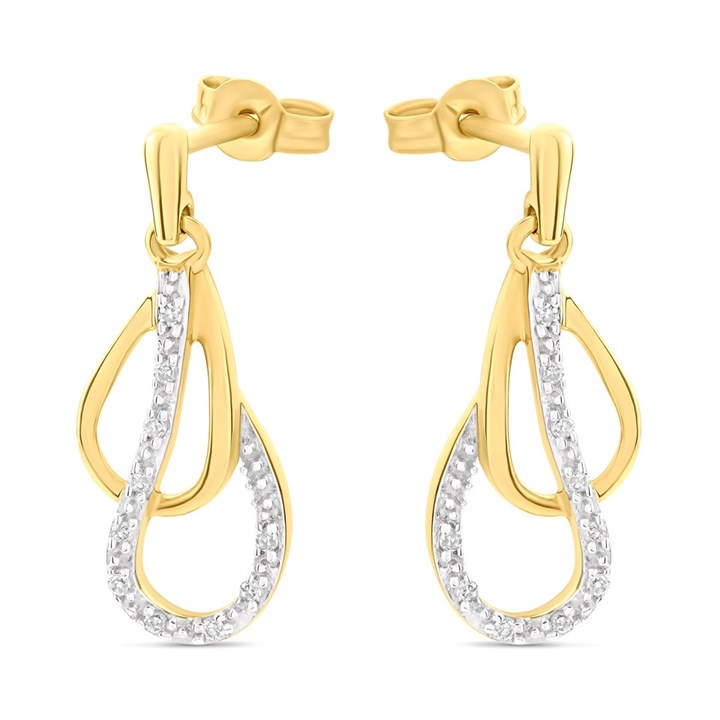 9ct Diamond-set Double-Teardrop Earrings - D9692