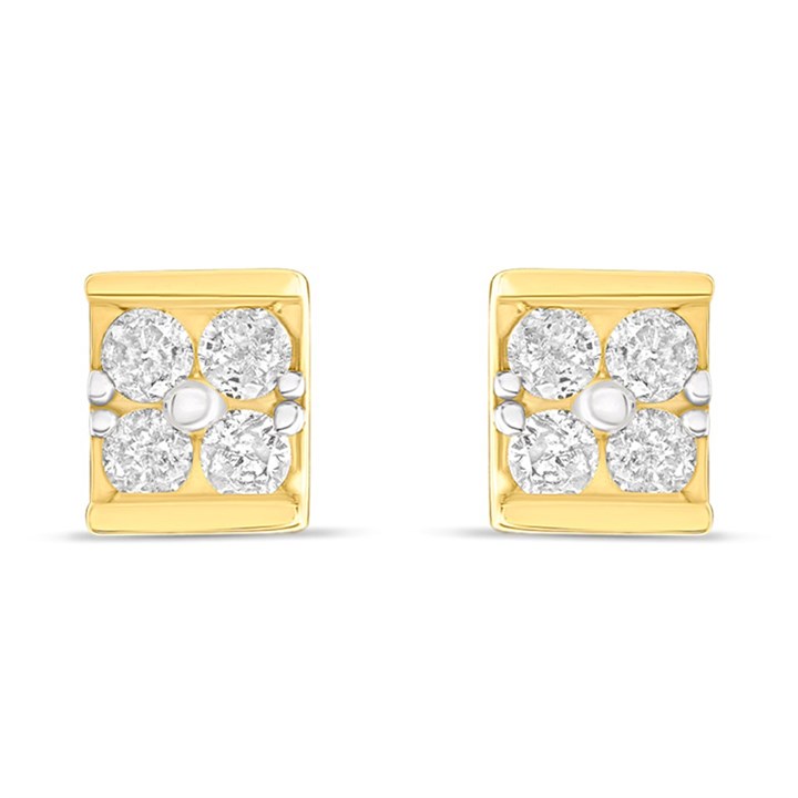 9ct Diamond Square-Shaped Stud Earrings, 36pts/pr - D9693