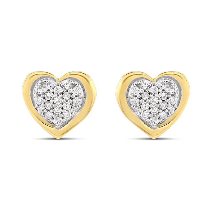 9ct Heart Shaped Diamond Cluster Stud Earrings - D9699
