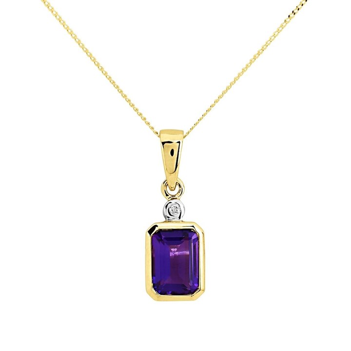 9ct Gold Amethyst And Diamond Necklace - D97118