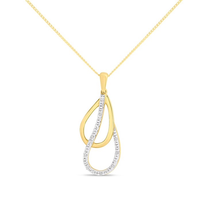 9ct Diamond-set Double Teardrop Necklace - D97127