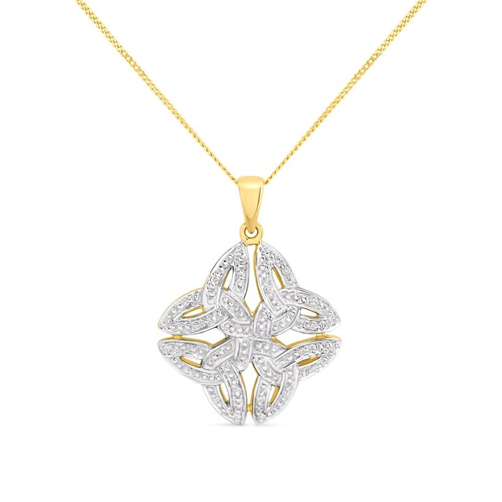 9ct Diamond-Set Celtic Style Necklace - D97128