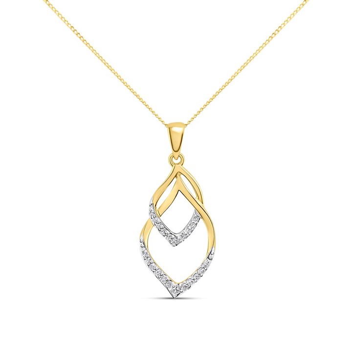 9ct Double Open Tear-Shaped Diamond Necklace - D97133