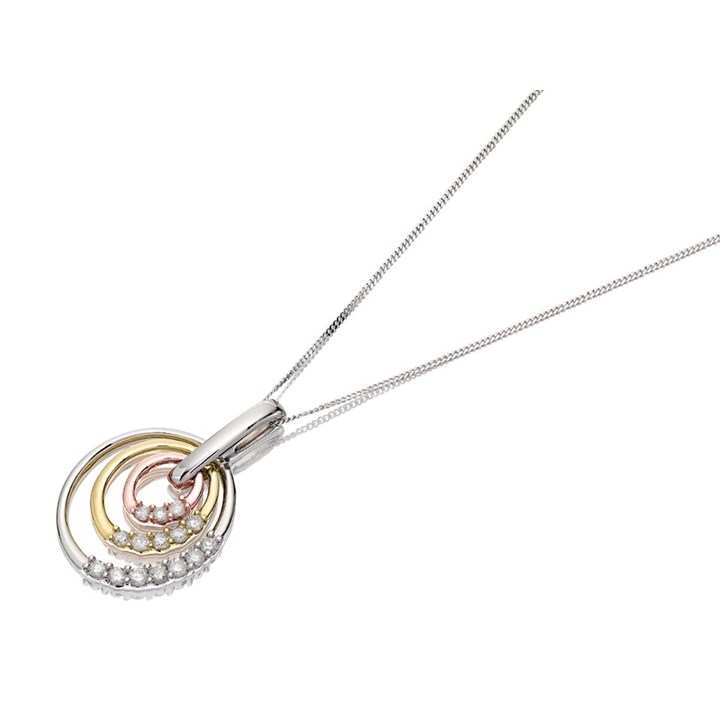 9ct Three Colour Gold Diamond Necklace - 20pts - D9762