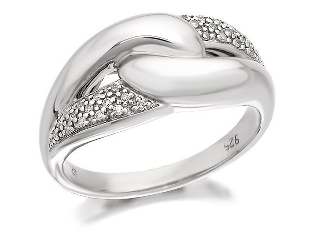 My Diamonds Silver Diamond Knot Ring - 10pts - D9909