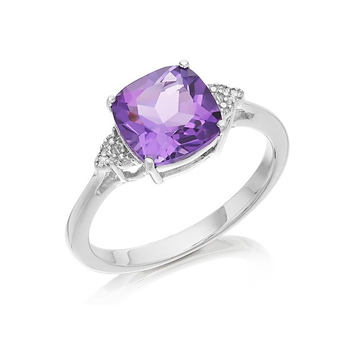 My Diamonds Silver Amethyst And Diamond Ring - D99105