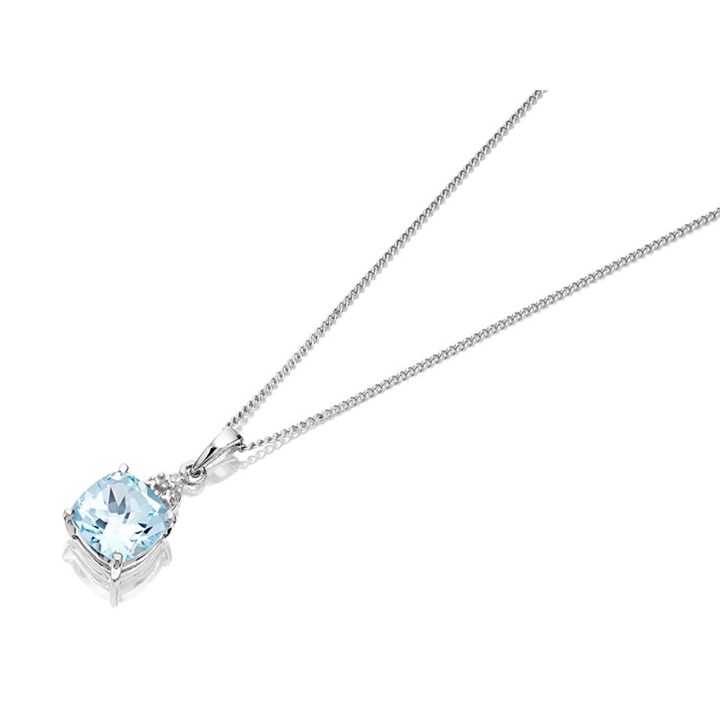 My Diamonds Silver Blue Topaz And Diamond Necklace - D99119
