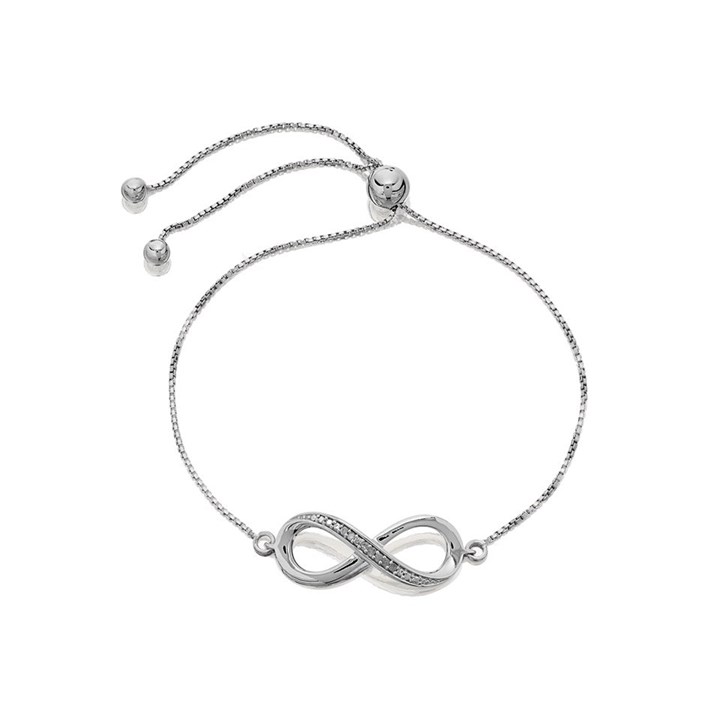 My Diamonds Silver And Diamond Adjustable Infinity Bracelet - D99131