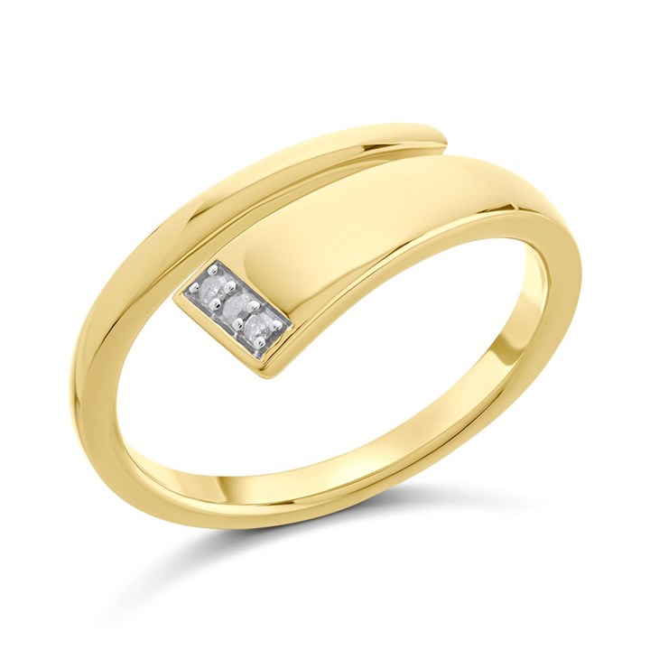 My Diamonds Gold Plated Silver Diamond Crossover Ring - D99143