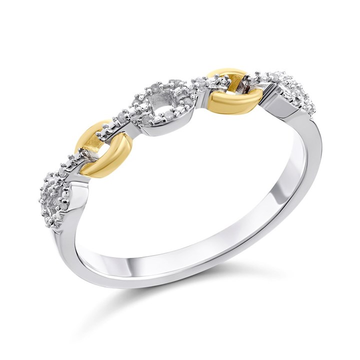 My Diamonds Gold Plated Silver Diamond Chain Ring - D99145