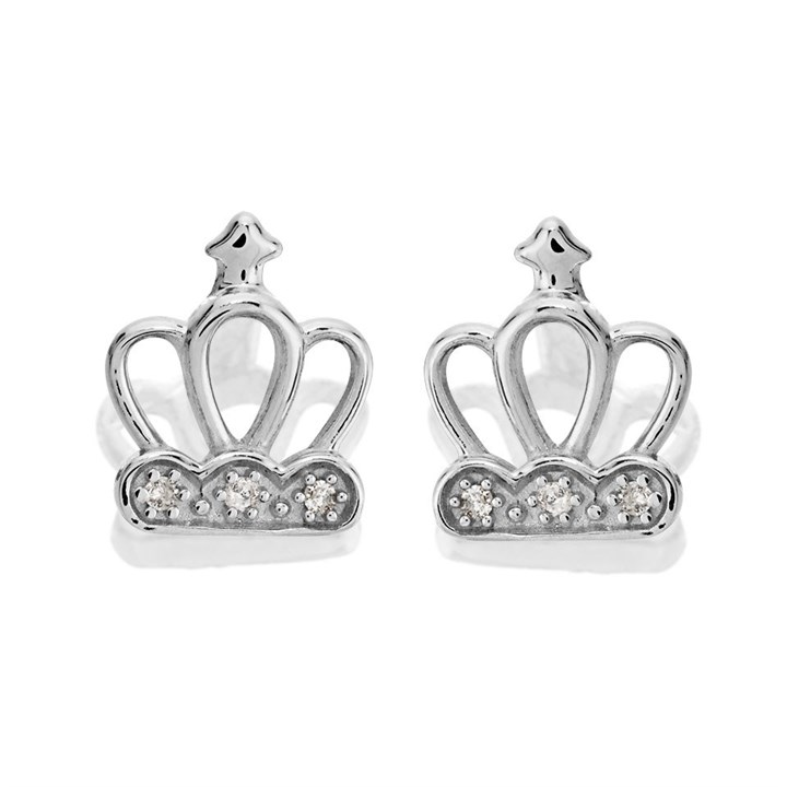 My Diamonds Silver Diamond Crown Stud Earrings - D99191