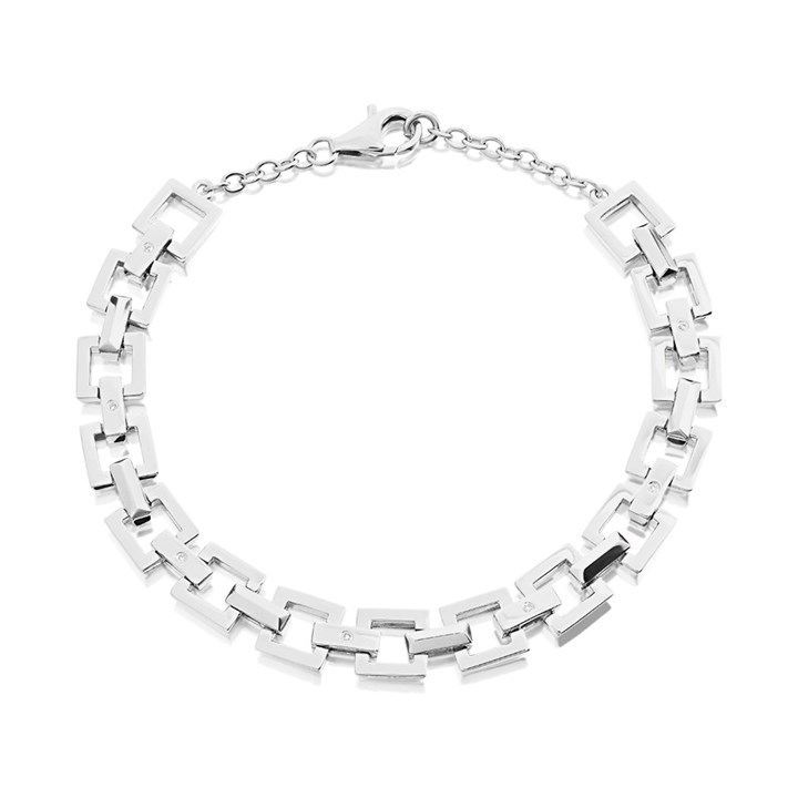 My Diamonds Silver Square Brick Link Diamond Bracelet - D99205