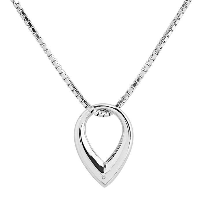 My Diamonds Silver Diamond Pear T-Bar Necklace - D99213