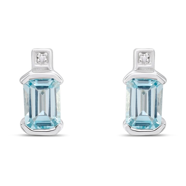 My Diamonds Silver Blue Topaz And Diamond Earrings - D99219