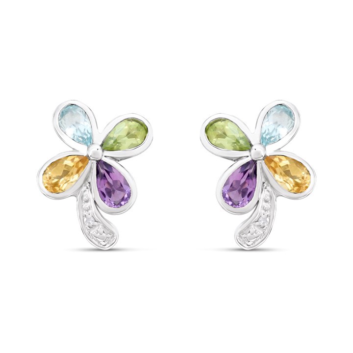 My Diamonds Silver Multi-Stone Diamond Earrings - D99222