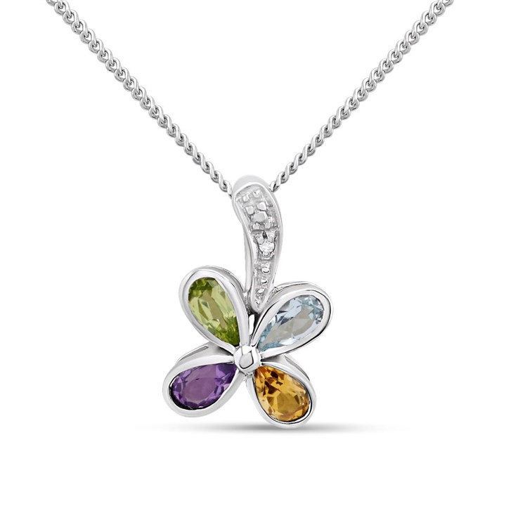 My Diamonds Silver Multi-Stone Diamond Necklace - D99223