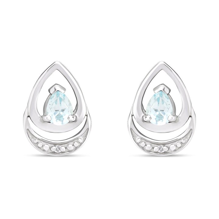 My Diamonds Silver Pear Blue Topaz And Diamond Earrings - D99225