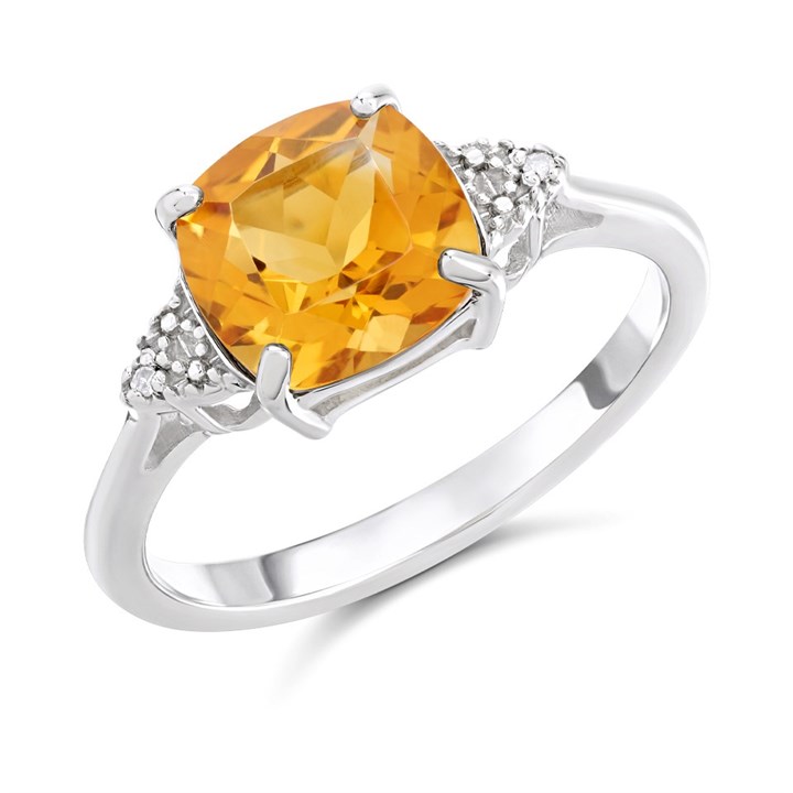 My Diamonds Silver Citrine And Diamond Ring - D99231