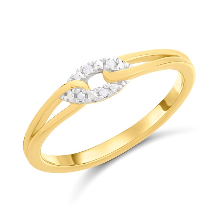 My Diamonds Gold Plated Silver Diamond-Set Open Chain-Link Ring - D99235