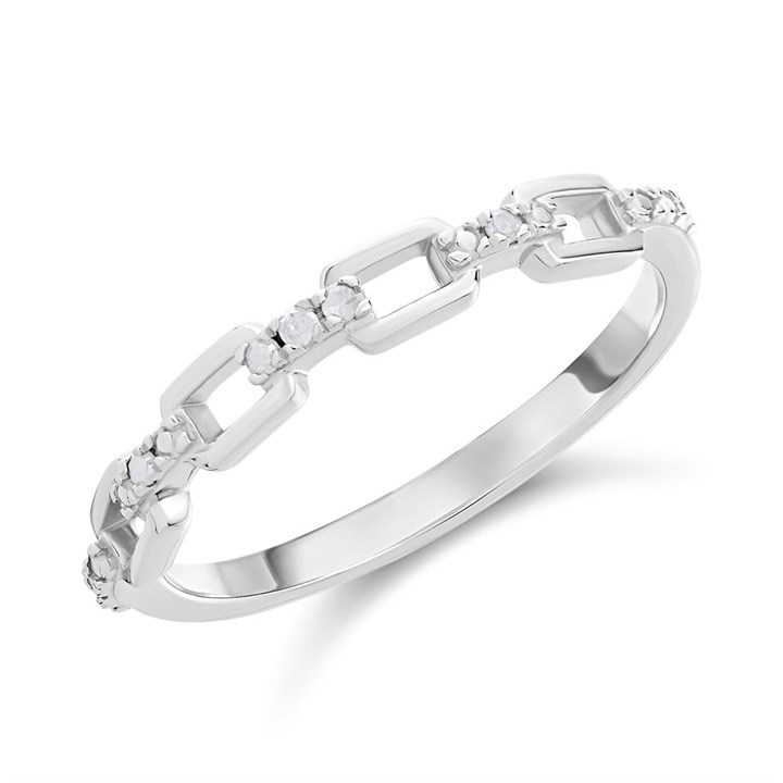 My Diamonds Silver Diamond-Set Chain-Link Ring - D99238