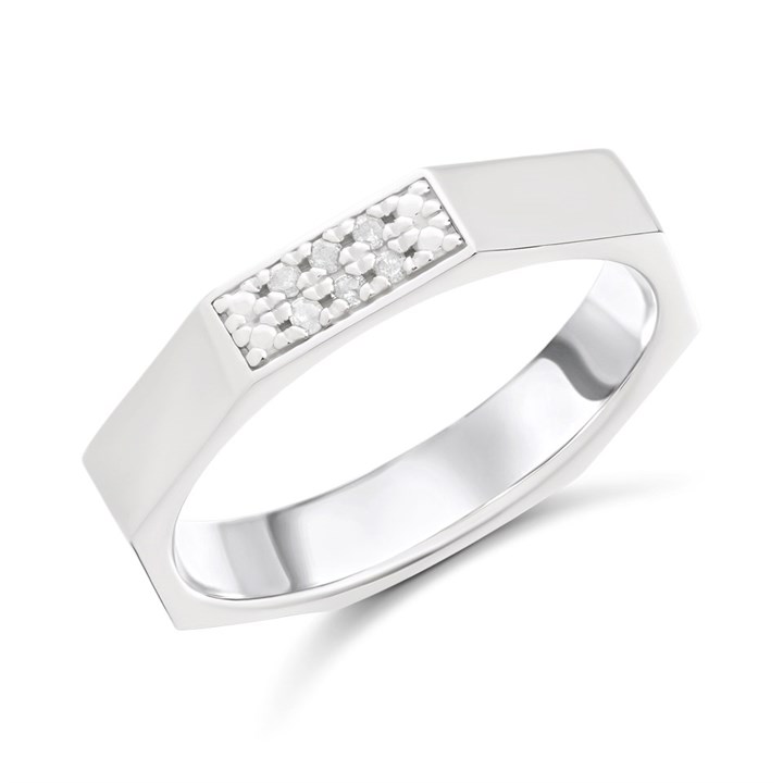 My Diamonds Silver Octagonal Diamond-Set Ring - D99239