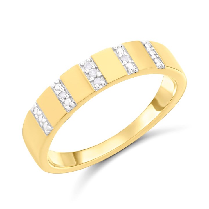 My Diamonds Gold Plated Silver Diamond-Set Band Ring - D99240