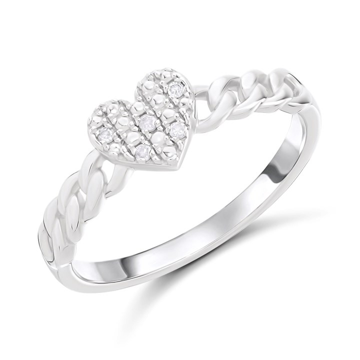 My Diamonds Silver Pave-Set Diamond Heart Ring - D99246