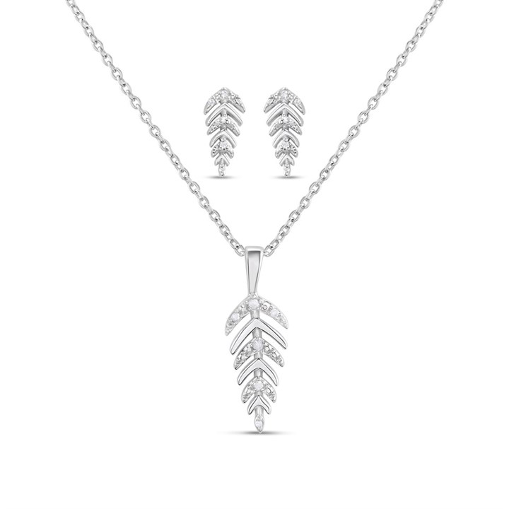 My Diamonds Silver Diamond-Set Feather Gift-Set - D99256