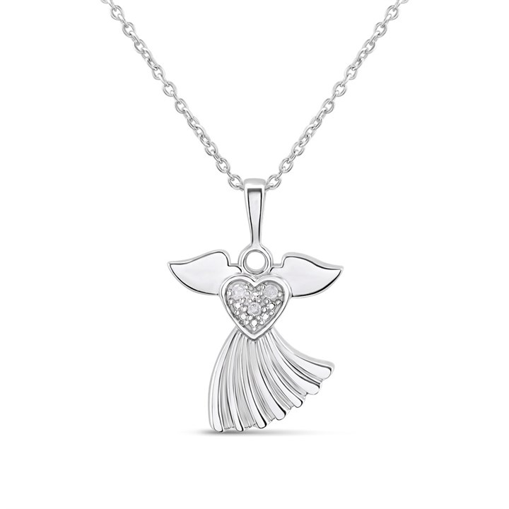 My Diamonds Silver Diamond-Set Angel Necklace - D99258