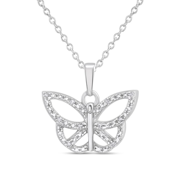 My Diamonds Silver Diamond-Set Butterfly Necklace - D99260