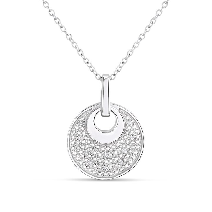 My Diamonds Silver Pave-Set Diamond Circle Necklace - D99262