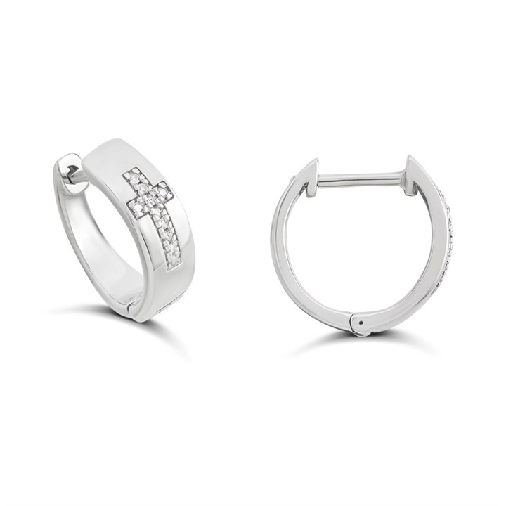 My Diamonds Silver Diamond-Set Huggie Earrings - D99265