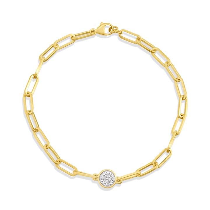 My Diamonds Gold Plated Silver Diamond-Set Open Link Bracelet - D99276