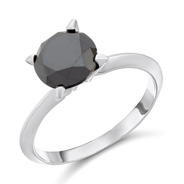 My Diamonds Silver Solitaire Black Diamond Ring, 3cts min - D99284