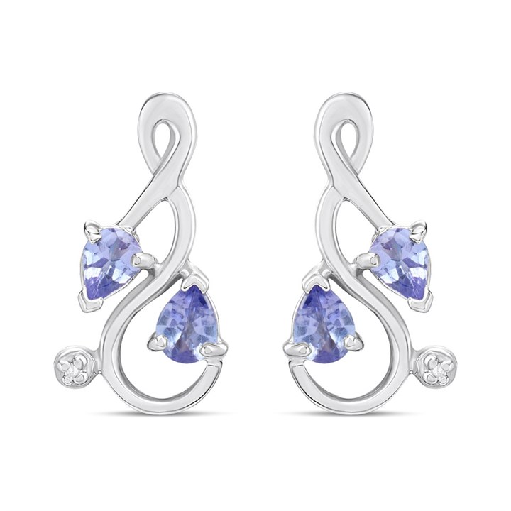My Diamonds Silver Pear Tanzanite And Diamond Earrings - D99290