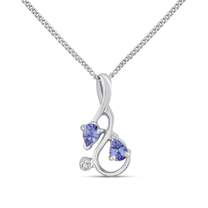 My Diamonds Silver Pear Tanzanite And Diamond Necklace - D99291