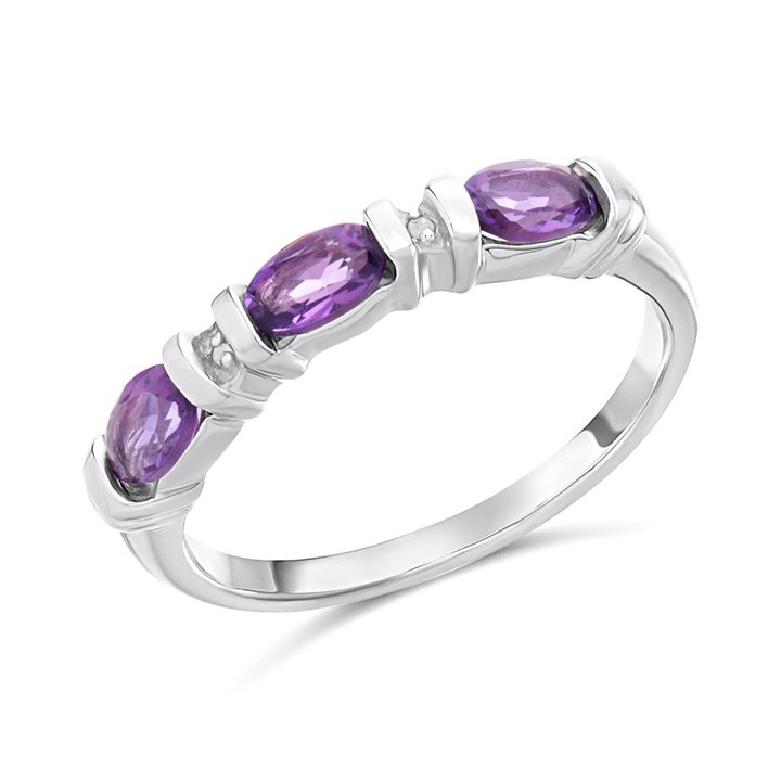 My Diamonds Silver Amethyst And Diamond Ring - D99294