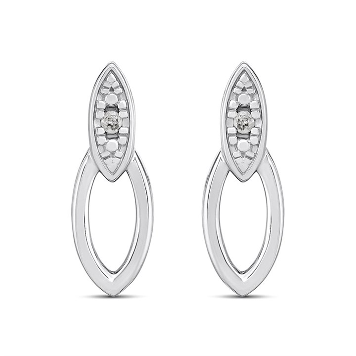 My Diamonds Silver Diamond-Set Marquise Loop Stud Earrings - D99298