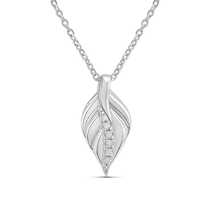My Diamonds Silver Diamond-Set Leaf Necklace - D99301