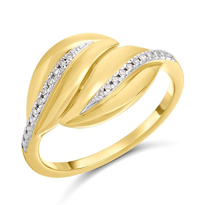 My Diamonds Gold Plated Silver Diamond-Set Swirl Ring - D99307